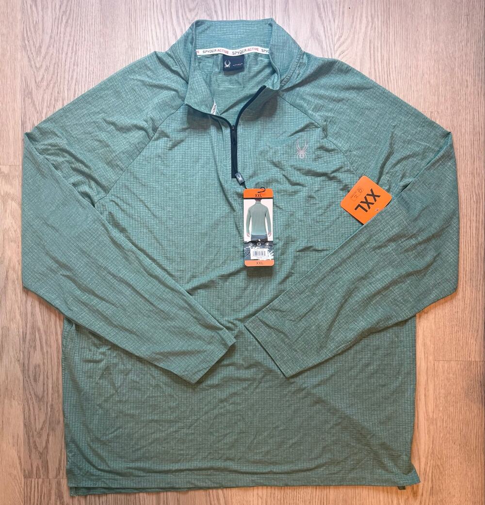 Spyder Active Men’s XXL Quarter‑Zip Pullover – Green Performance Top – NWT